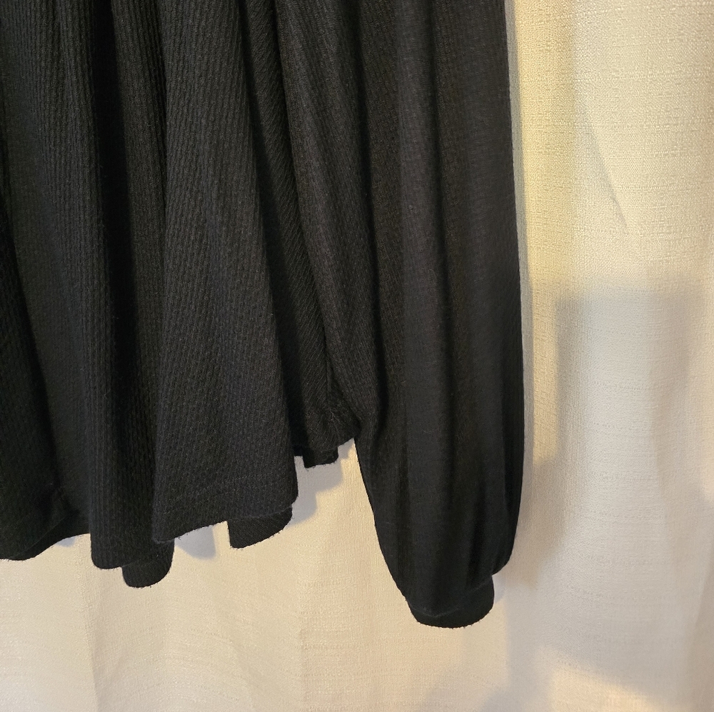 Free People Black Devon Relaxed Long Sleeve Blouse Oversized Boho Hippie Size XS - Picture 6 of 11